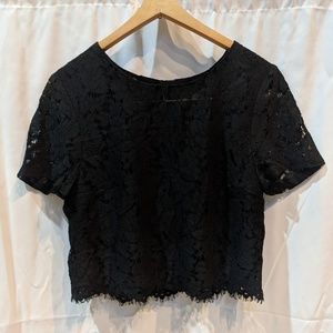 NWT Black lace crop top
